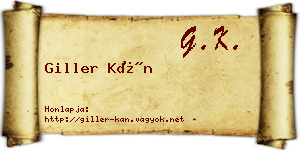 Giller Kán névjegykártya